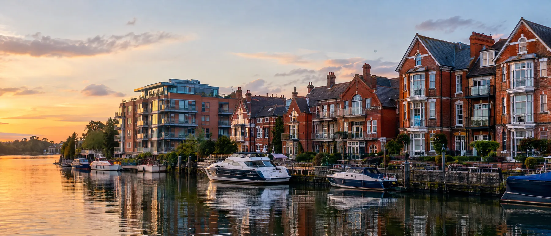 Victorian buildings converted into flats on the Thames in Berkshire